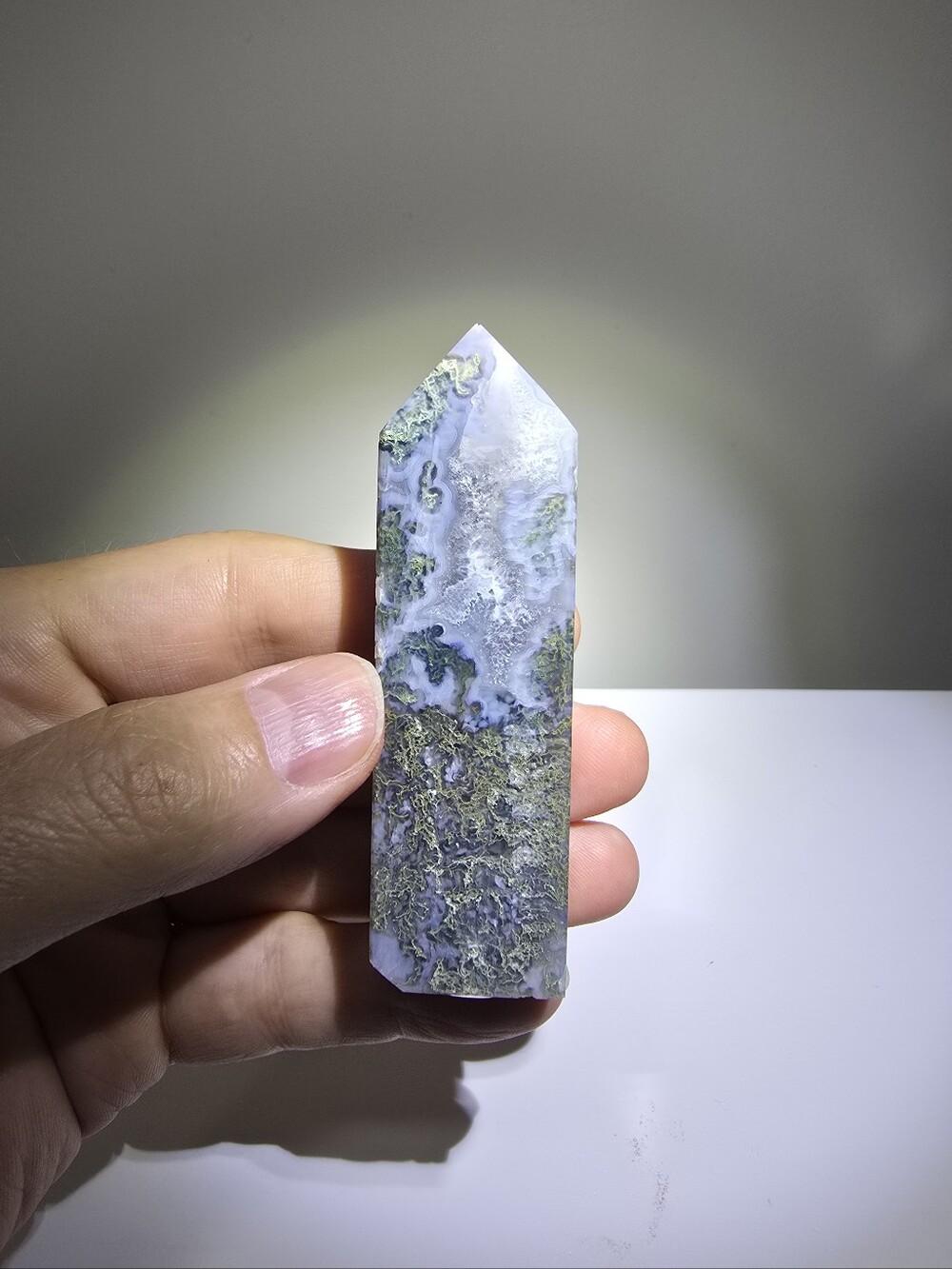 Moss Agate Crystal Tower #K